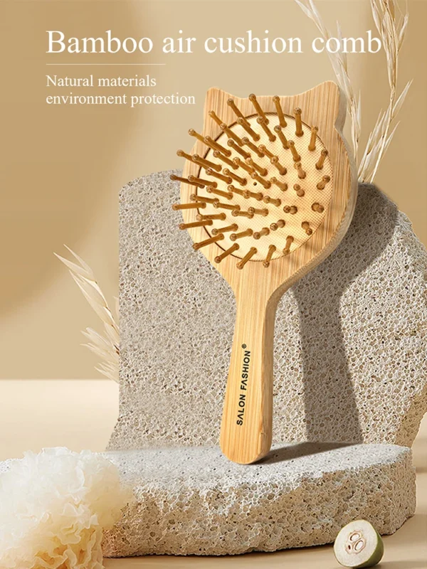 Wooden Hair Brush for Anti-Static Detangling and Scalp Massage - Image 2