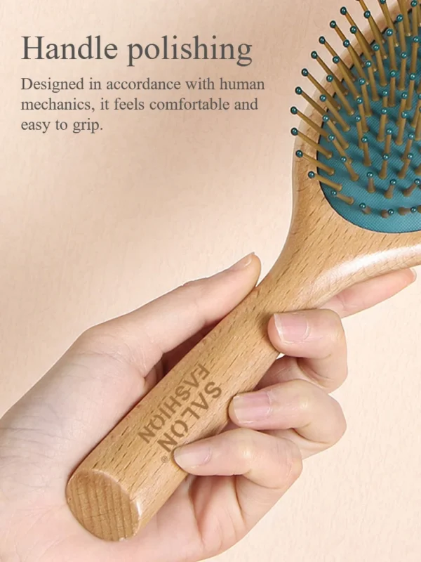 High-Quality Wooden Hair Brush for Scalp Care and Hair Loss Massage - Image 4