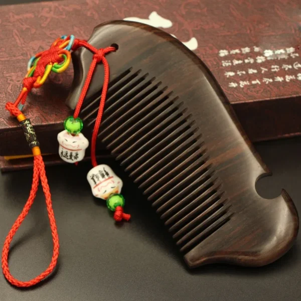 Wooden Hair Brush: Natural Ebony Comb for Hair Care & Health - Image 2