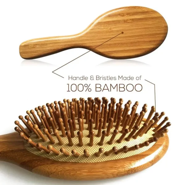 Wooden Hair Brush: Bamboo Comb for Scalp Massage and Hair Care