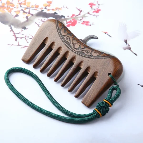 Wooden Hair Brush: Sandalwood Carved Comb for Beard and Hair Styling