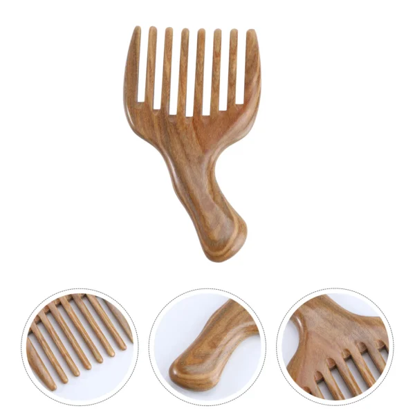 Wooden hair brush comb for men, wide sandalwood design - Image 5