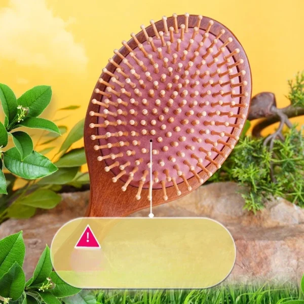 1PC Wooden Hair Brush, Professional Bamboo Paddle Comb for Scalp & Hair Care - Image 2