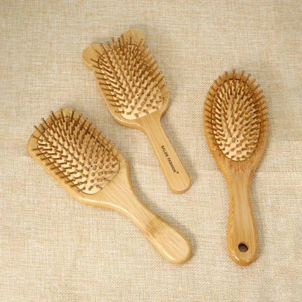 Wooden hair brush, bamboo air bag wide teeth scalp massager