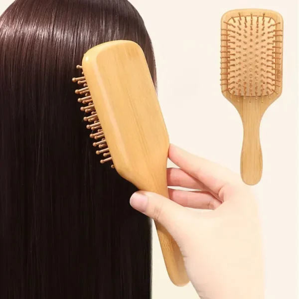 Wooden hair brush, premium bamboo scalp massage comb for growth