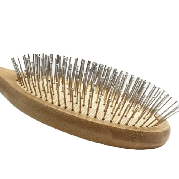 Wooden Hair Brush: Steel Needle Comb for Scalp Massage & Detangling