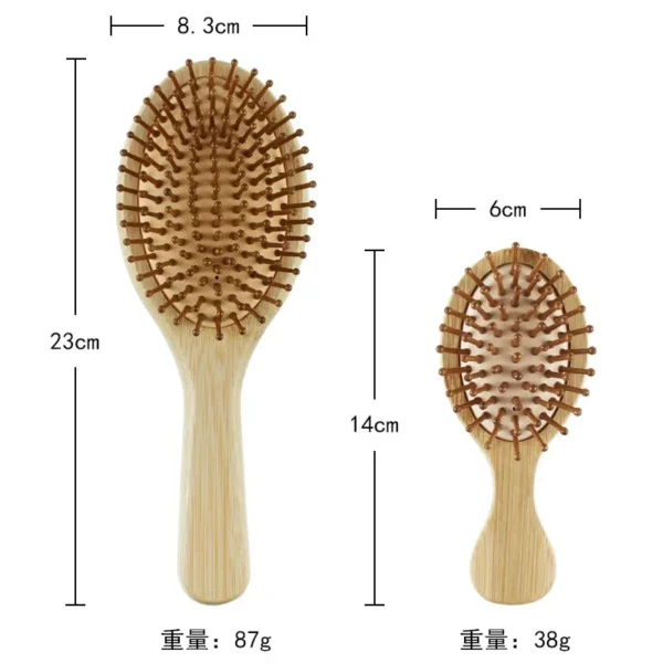 Wooden Hair Brush: Bamboo Scalp Massager, Anti-Static Cushion Comb - Image 3