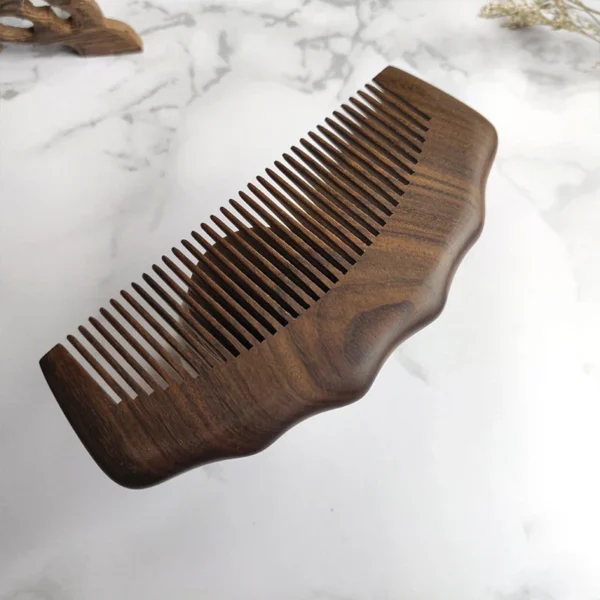 Wooden Hair Brush: Natural Green Sandalwood Fine Tooth Comb Massage - Image 5