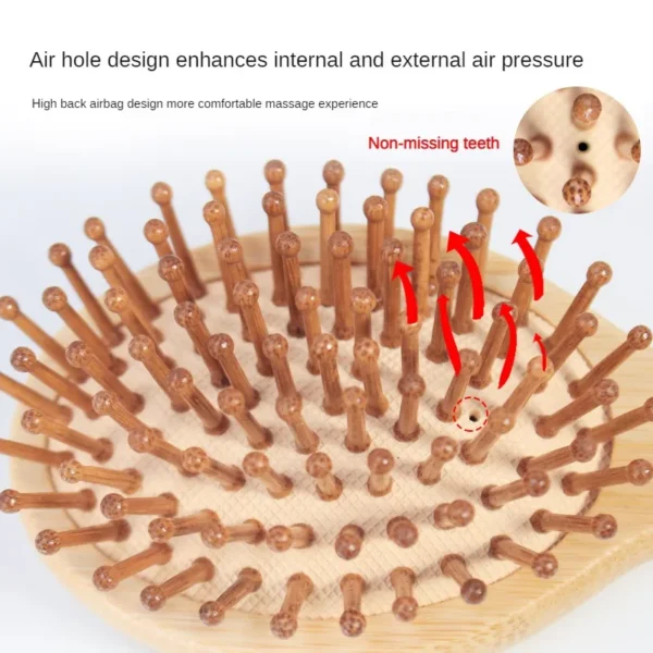 Wooden Hair Brush Massage Anti-Static Detangling Reduce Hair Loss Styling - Image 4