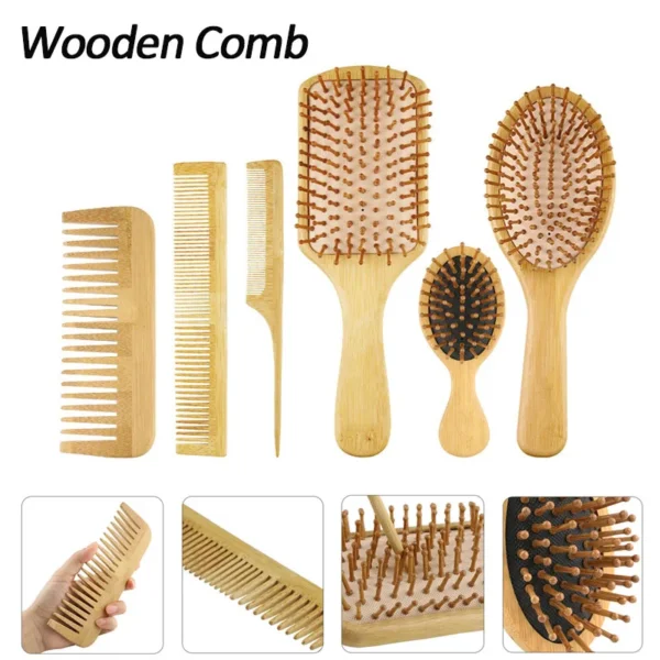 Wooden hair brush for scalp massage, growth, and beard care