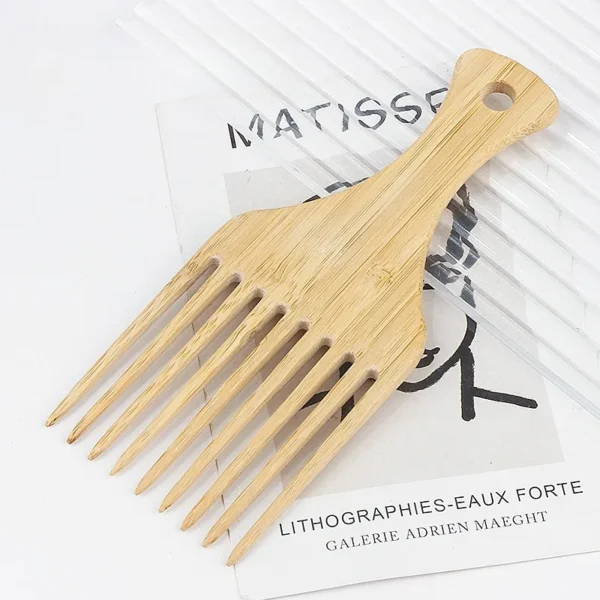 1Pcs Natural Bamboo Wooden Hair Brush Anti-Static Wide Tooth Comb - Image 4