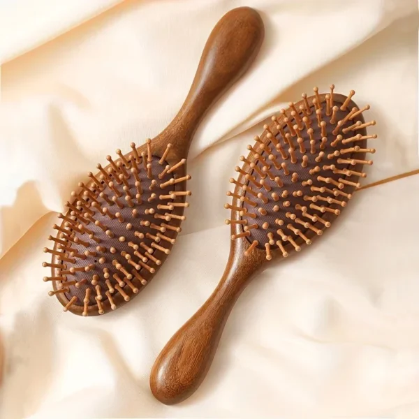 Wooden Hair Brush: Anti-Static Scalp Massage Comb for Smoothing and Relaxation - Image 2