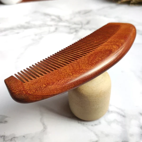 Wooden Hair Brush: Natural Green Sandalwood Fine Tooth Comb Massage - Image 3