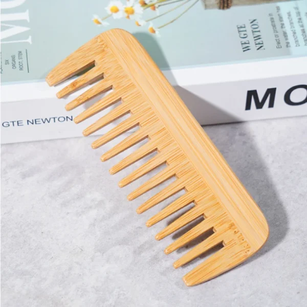 Wooden hair brush for detangling, anti-static, curly hair, men, women - Image 2