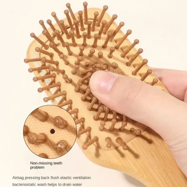 Wooden hair brush, bamboo scalp massage comb for hair growth - Image 4