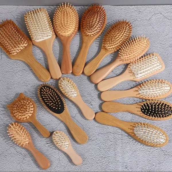 1Pc Wooden Hair Brush Paddle Comb for Scalp and Hair Care - Image 2