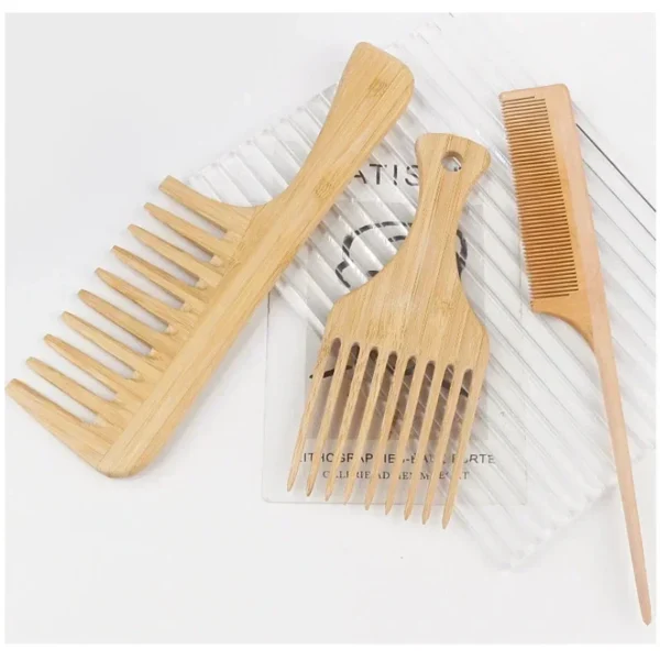 Wooden Hair Brush: Natural Bamboo Wide Tooth Comb for Women - Image 2