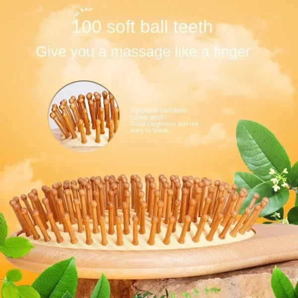 Wooden hair brush for healthy scalp, hair care, and massage - Image 3