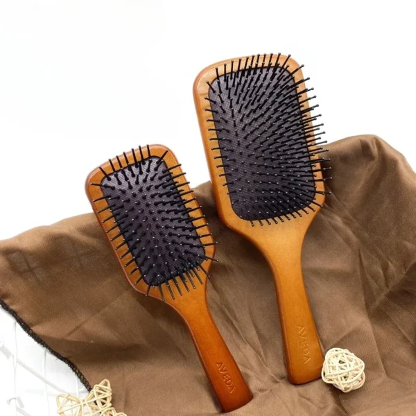 Wooden hair brush for healthy scalp, hair loss massage, bamboo care