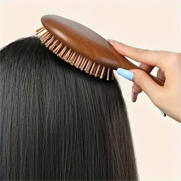 Wooden Hair Brush: Anti-Static Scalp Massage Comb for Smoothing and Relaxation - Image 4