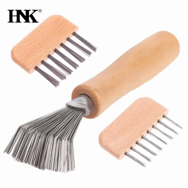 Wooden Hair Brush Cleaner Tool with Removable Handle for Delicate Cleaning