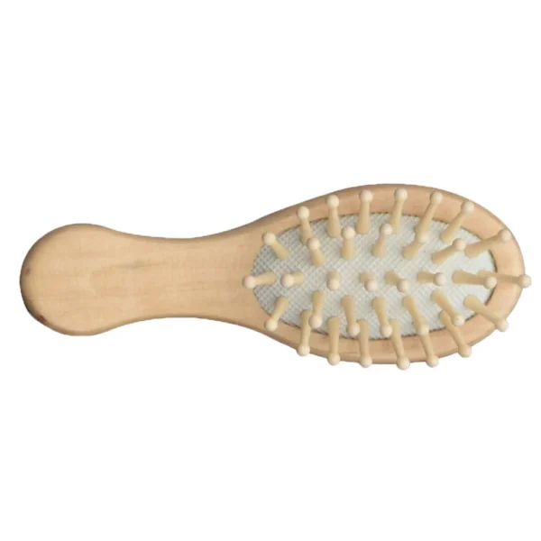 Wooden hair brush mini travel comb with smoothing massage sponge - Image 4