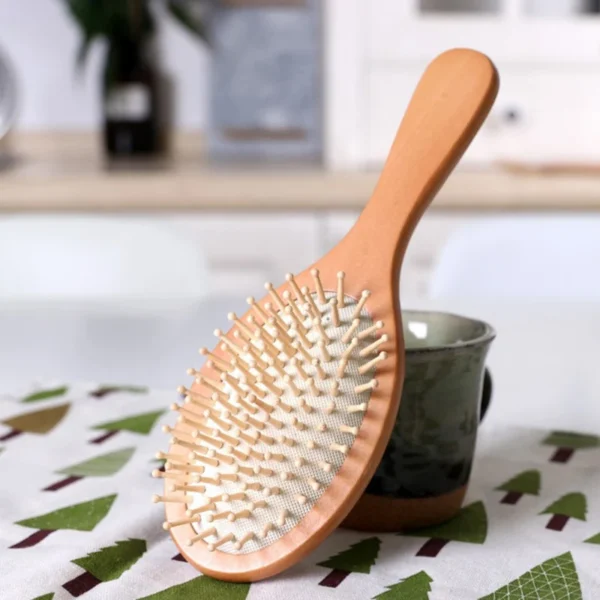 Wooden Hair Brush for Scalp Massage and Anti-Hair Loss Care - Image 5