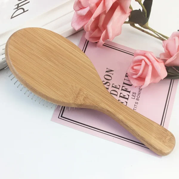 Wooden hair brush for scalp massage, detangling, and improved hair health - Image 4