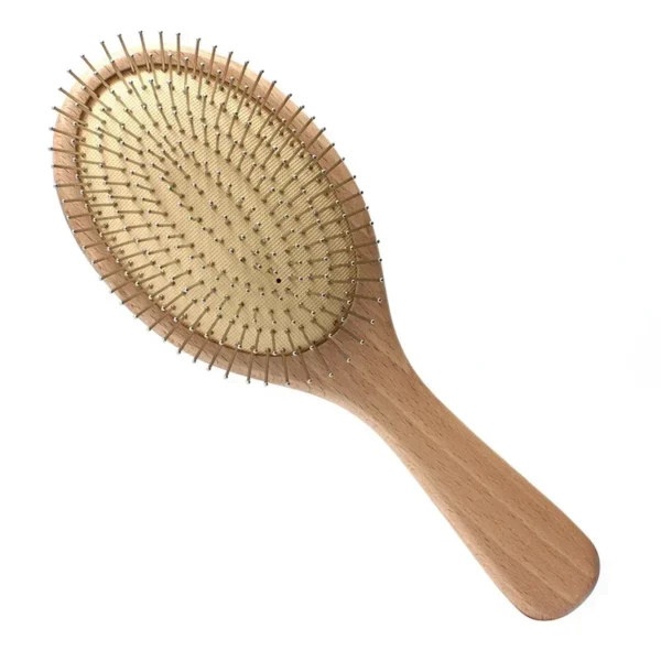 Wooden Hair Brush: Steel Needle Comb for Scalp Massage & Detangling - Image 2