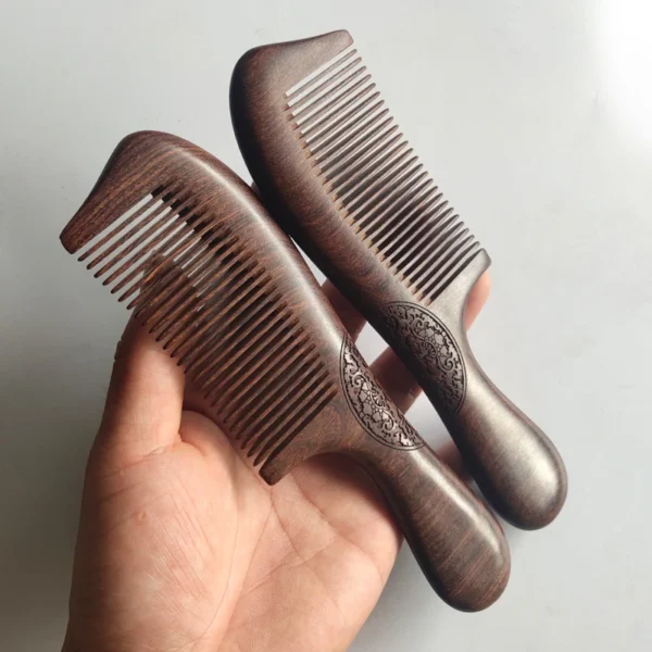 Wooden hair brush, natural sandalwood carving anti-static beard comb - Image 2