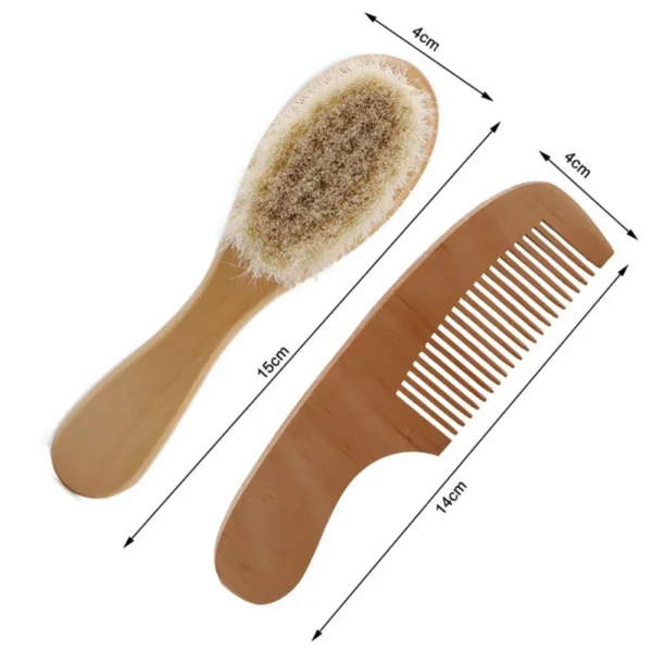 Wooden Hair Brush Baby Comb Newborn Massage Soft Wool Bristles Gentle Care - Image 6