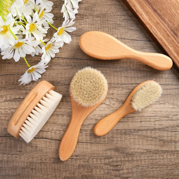 Wooden Hair Brush Baby Comb Newborn Massage Infant Grooming Tool