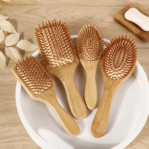 Wooden hair brush for scalp massage, anti-static, tangle-free comb - Image 4