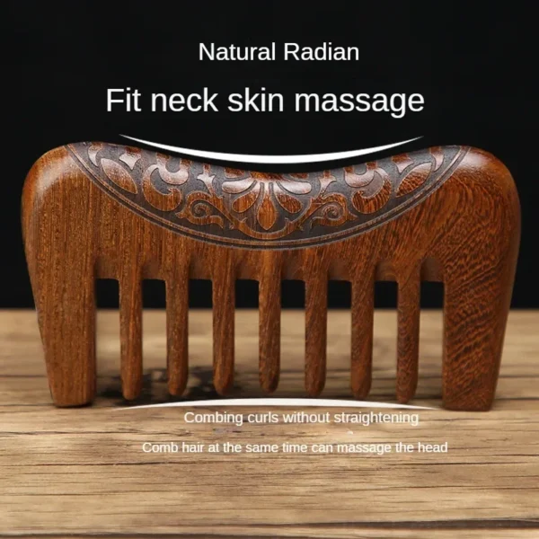 Wooden Hair Brush: Sandalwood Carved Comb for Beard and Hair Styling - Image 2