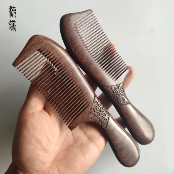 Wooden hair brush, natural sandalwood carving anti-static beard comb - Image 6