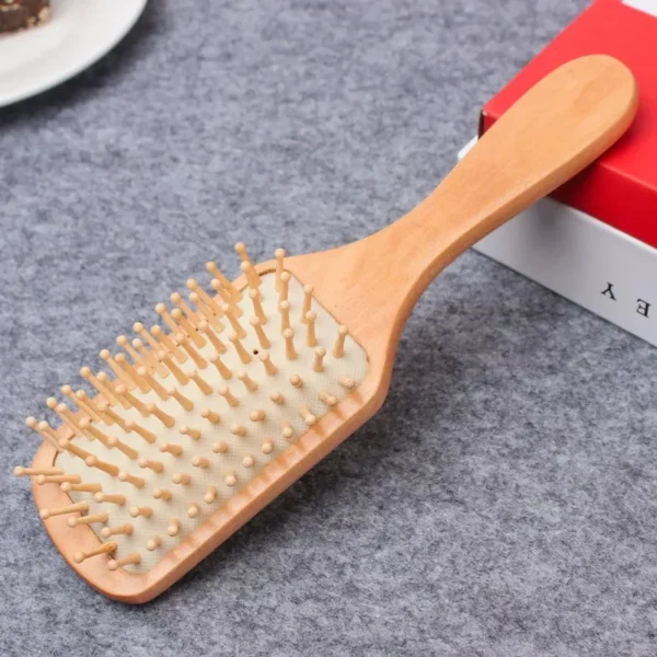 Wooden hair brush with air cushion for scalp massage and anti-static - Image 5