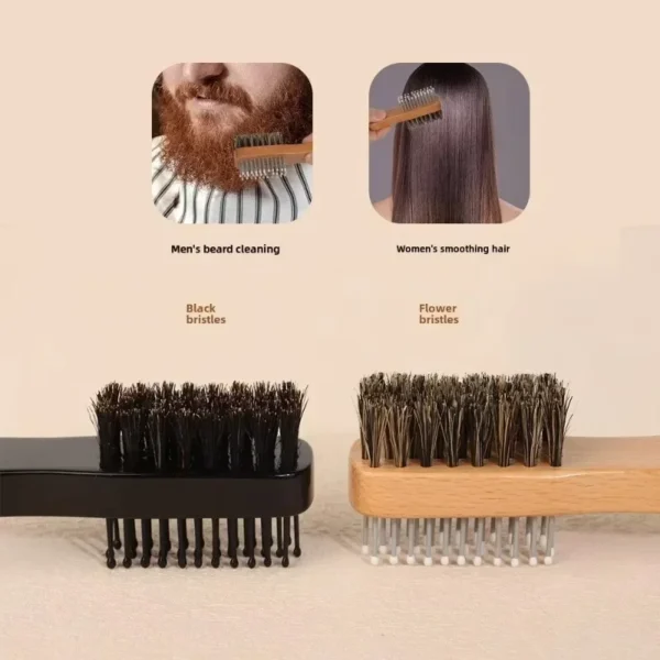 Wooden Hair Brush Double-Sided Beard Styling Comb For Men Professional - Image 2