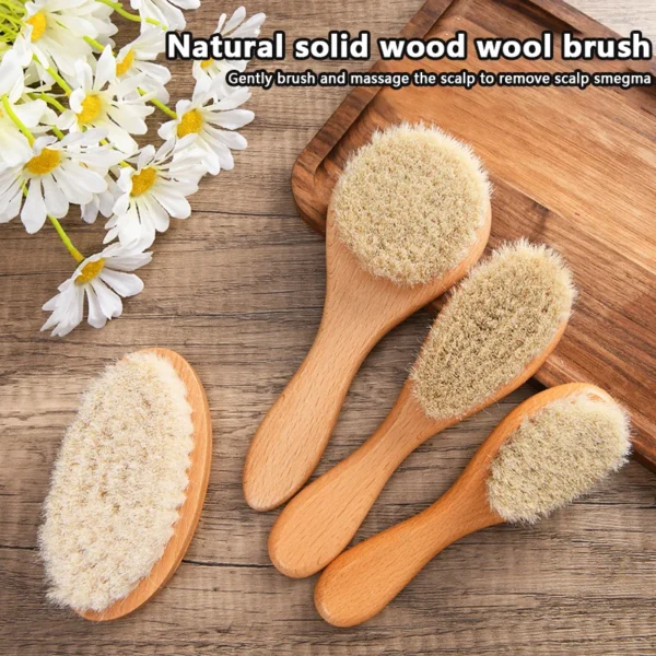 Wooden Hair Brush: Baby Comb, Infant Head Massager for Newborns