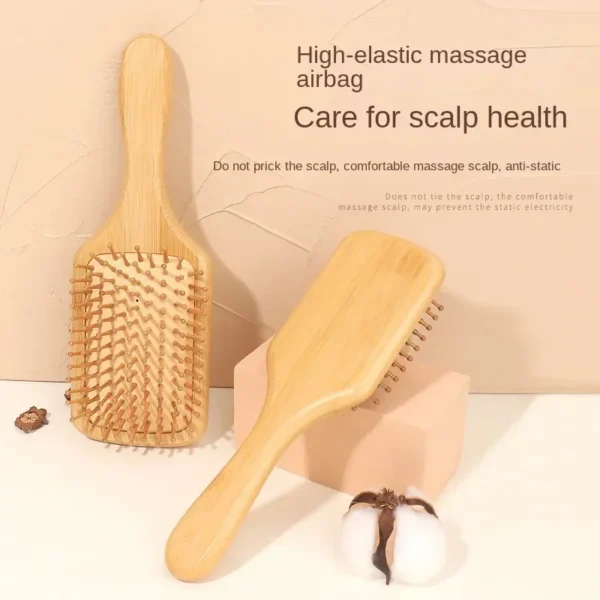 Wooden hair brush, bamboo scalp massage comb for hair growth - Image 2