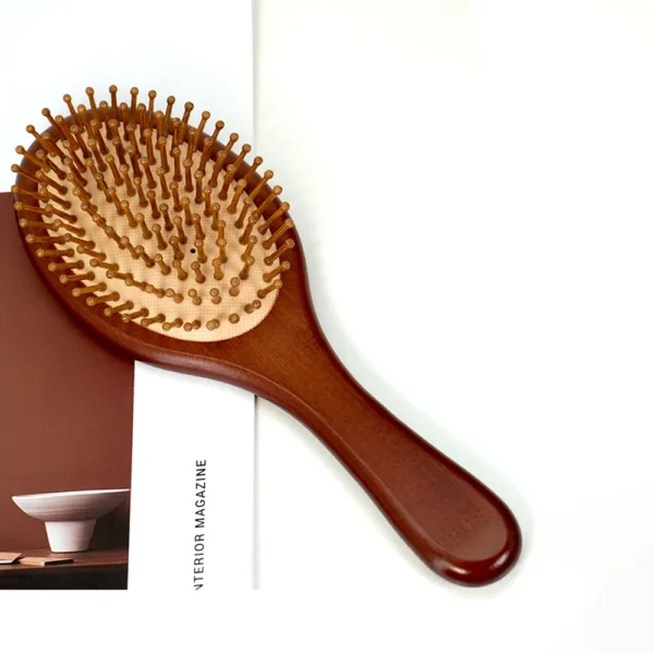 Wooden hair brush, bamboo air bag wide teeth scalp massager - Image 2