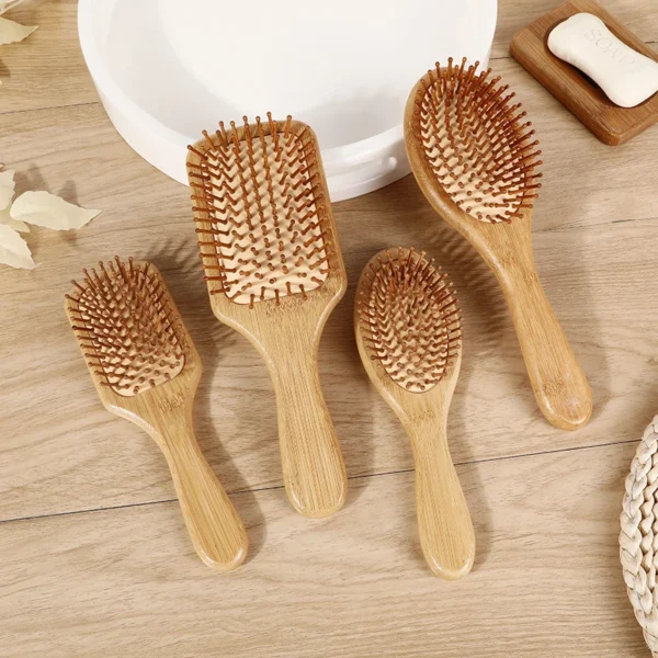 Wooden hair brush for scalp massage, anti-static, tangle-free comb - Image 3