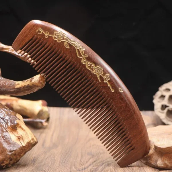 Natural Golden Silk Wooden Hair Brush for Curly Hair and Massage - Image 4