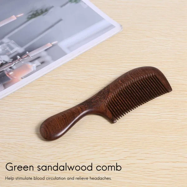 Wooden Hair Brush Anti-Static Fine-Tooth Comb For Home & Travel - Image 6