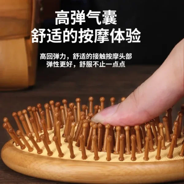 Wooden Hair Brush Bamboo Paddle Anti-Hair Loss Scalp Massage Brush - Image 3