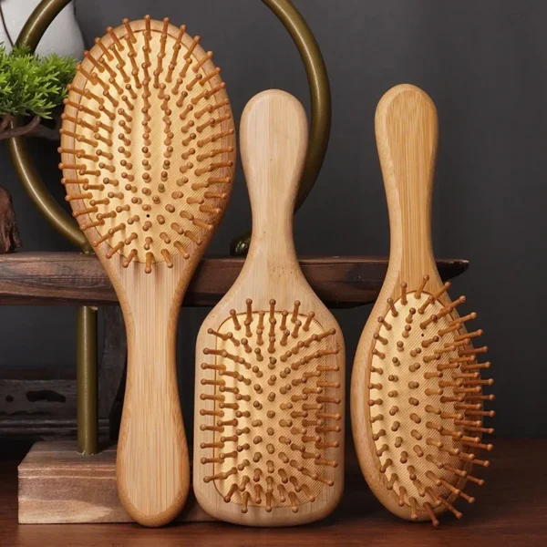 Wooden Hair Brush: Bamboo Air Cushion Massage Comb for Smooth Hair