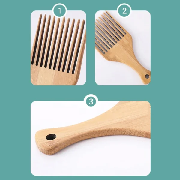 Wooden hair brush for afro hair detangling and scalp massage - Image 2