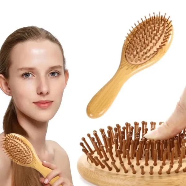 Wooden Hair Brush: Scalp Massager, Anti-Static, Beard & Baby Brush - Image 4