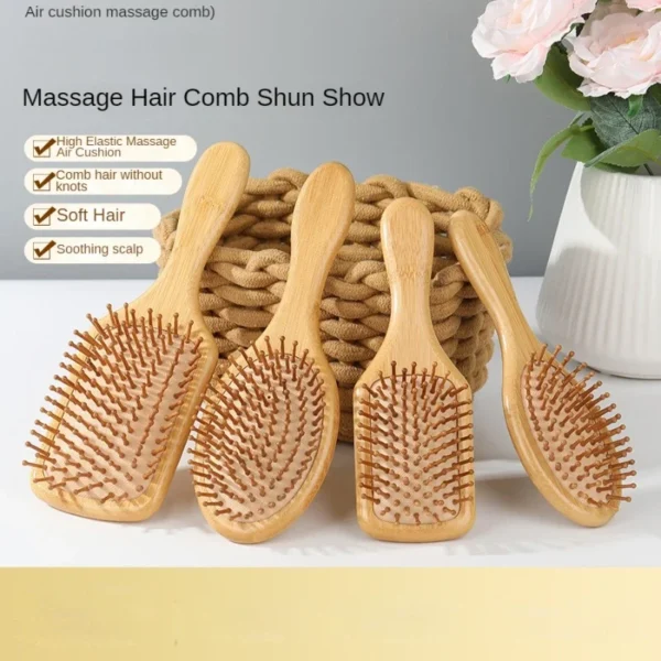 Wooden Hair Brush: Natural Bamboo Comb for Scalp Massage - Image 2