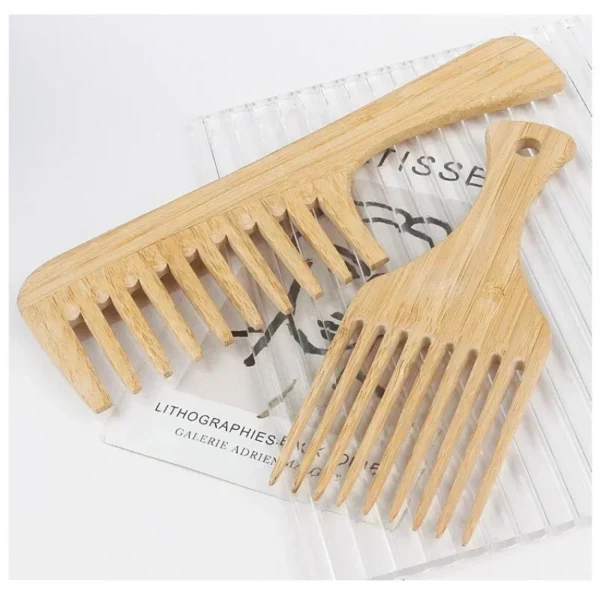 Wooden Hair Brush: Natural Bamboo Wide Tooth Comb for Women - Image 3