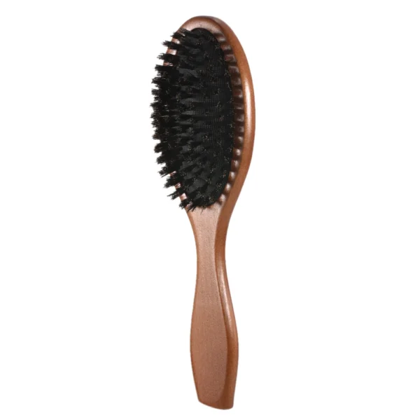 Wooden hair brush, natural boar bristle oval anti-static scalp comb - Image 5